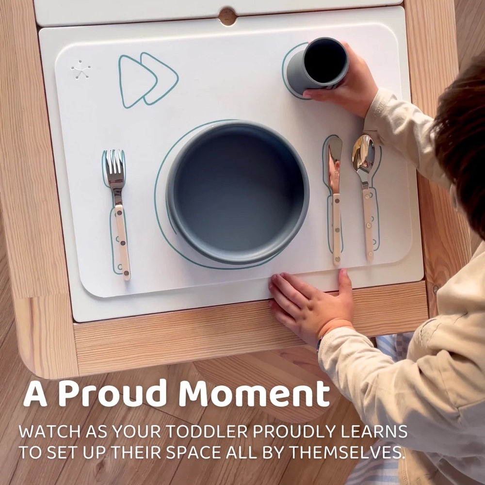 Kids' Montessori Table Setting Silicone Placemat (Set of 2) BPA-Free